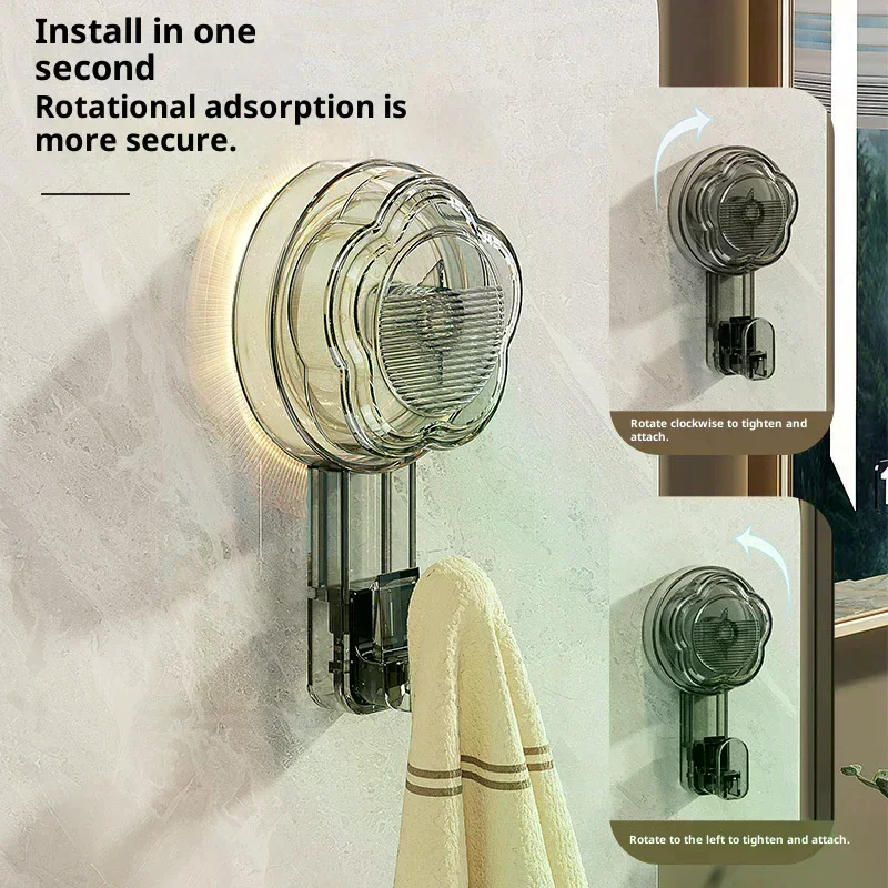 

Fashion Flower Shape Powerful Suction Cup Hooks Vacuum Reusable Shower Hooks Heavy Duty Clothes Hook Traceless Clothes Hook