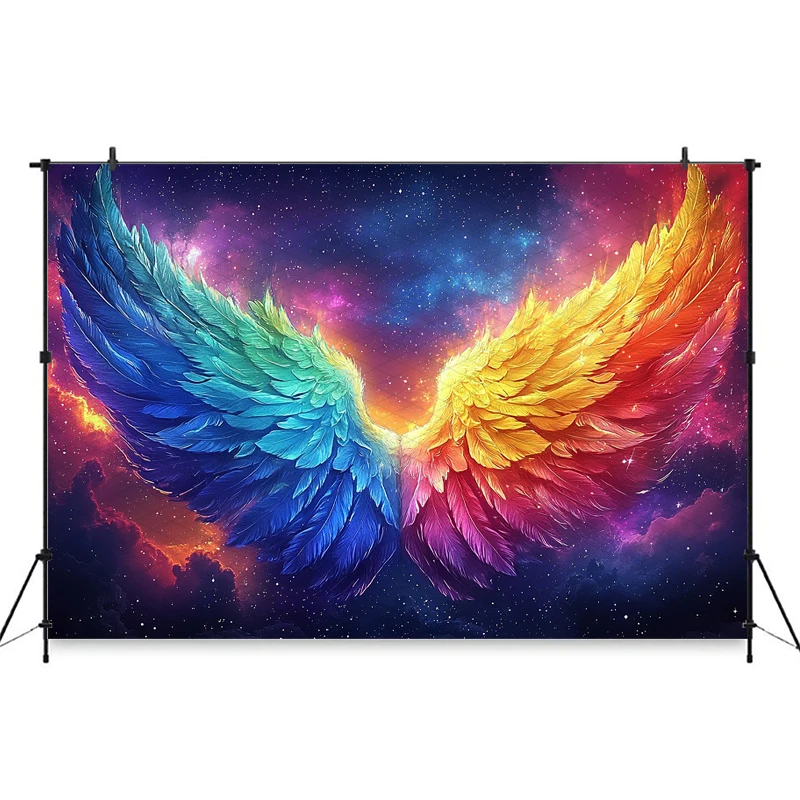 Mocsicka Colorful Wings Photo Backdrops Vast Starry Sky Picture Decors Birthday Party Photography Background Studio Banner Props