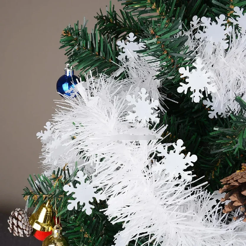 

2M Christmas White Cane Ribbons with snowflakes DIY Garland Xmas Tree Ornaments White Wreath Hanging Pendent Home Decoration