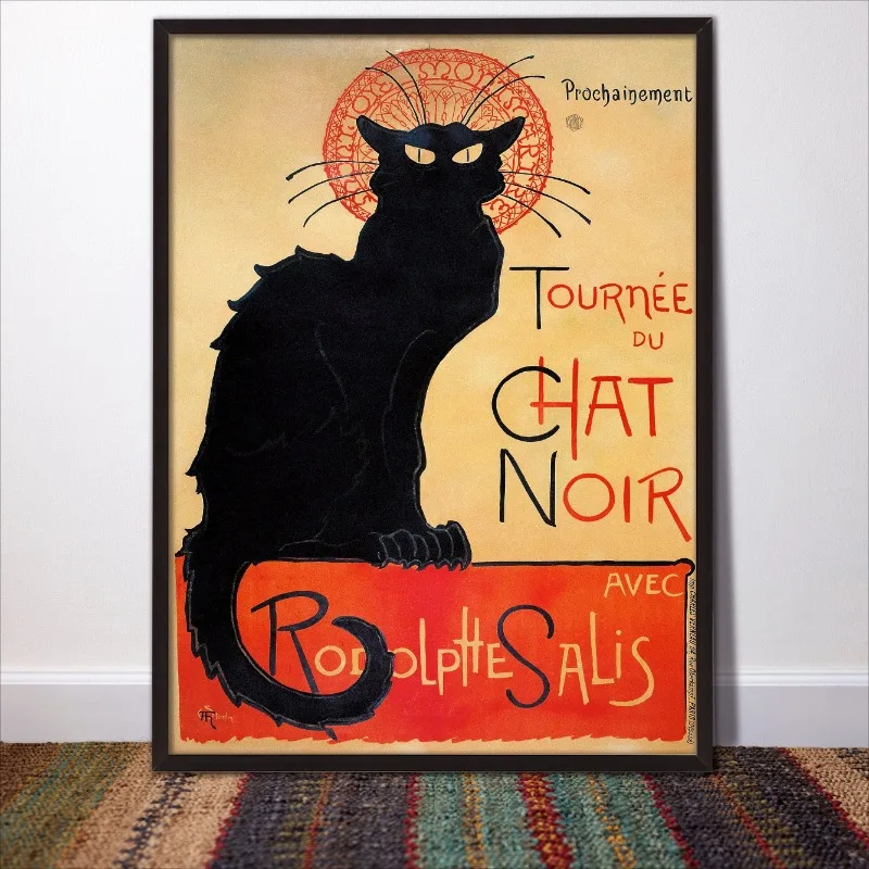 Vintage French Le Chat Noir Black Cat By Theophile Advertisement Art Posters Canvas Painting Wall Art Prints Pictures Home Decor