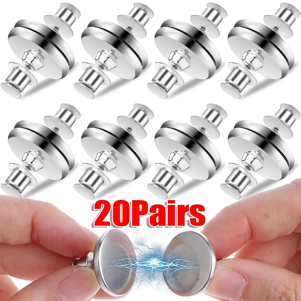 1/20Set Double Sided Magnetic Curtain Clips Magnets Closure Strong Hold Silver Holder Buckle Pins Adjustment Curtain Accessories