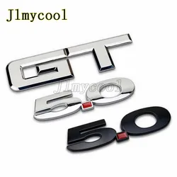 2Pcs 3D Metal Car Sticker Black Silver 5.0 Badge Zinc Alloy For Mustang GT 2015-2020 Right Left Fender Emblem