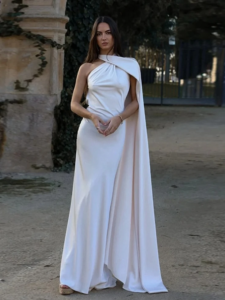 Damska sukienka bodycon bez pleców, z odkrytymi ramionami, długa, seksowna, satynowa, z wstążką, bez rękawów, nowa, elegancka sukienka letnia na przyjęcie.