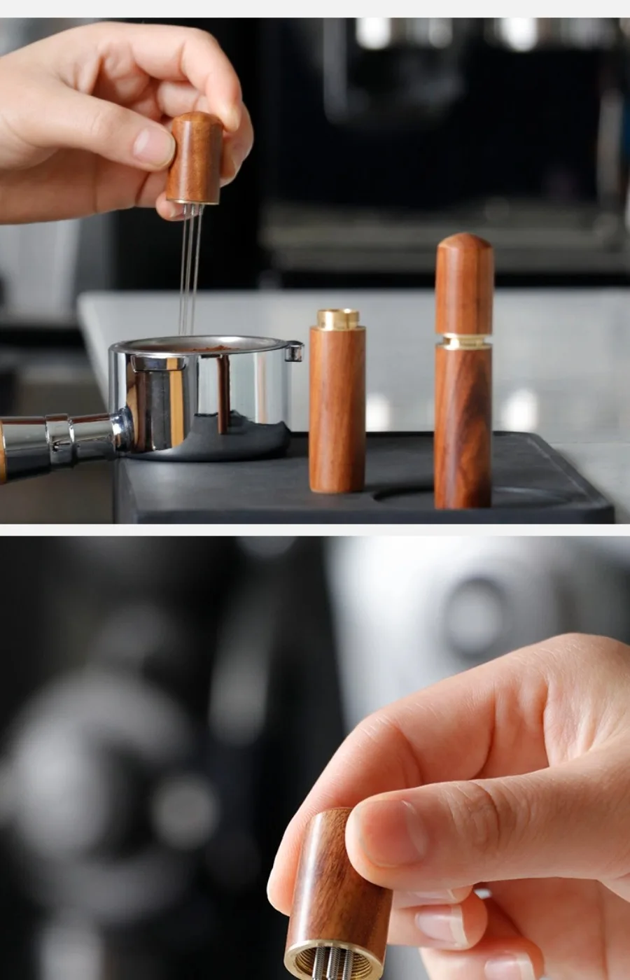Professioneller Edelstahl-Kaffeepulver-Tamper Espresso-Rührer WDT-Werkzeug Verteiler Nivellierer Barista-Set Zubehör – Detail 9