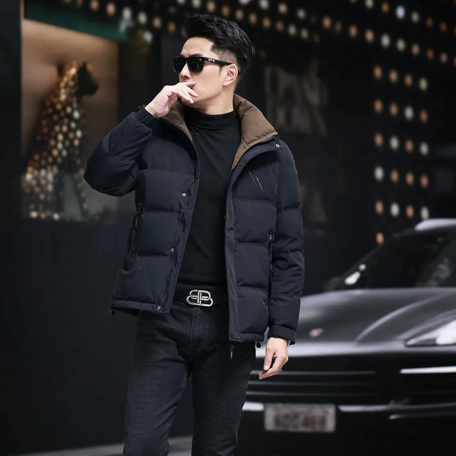 COZOK Milk Silk Removable Hood Short Men's Down Jacket 2025 Designer Clothes Men Luxury Padded Cold Warm Man Winter Coat