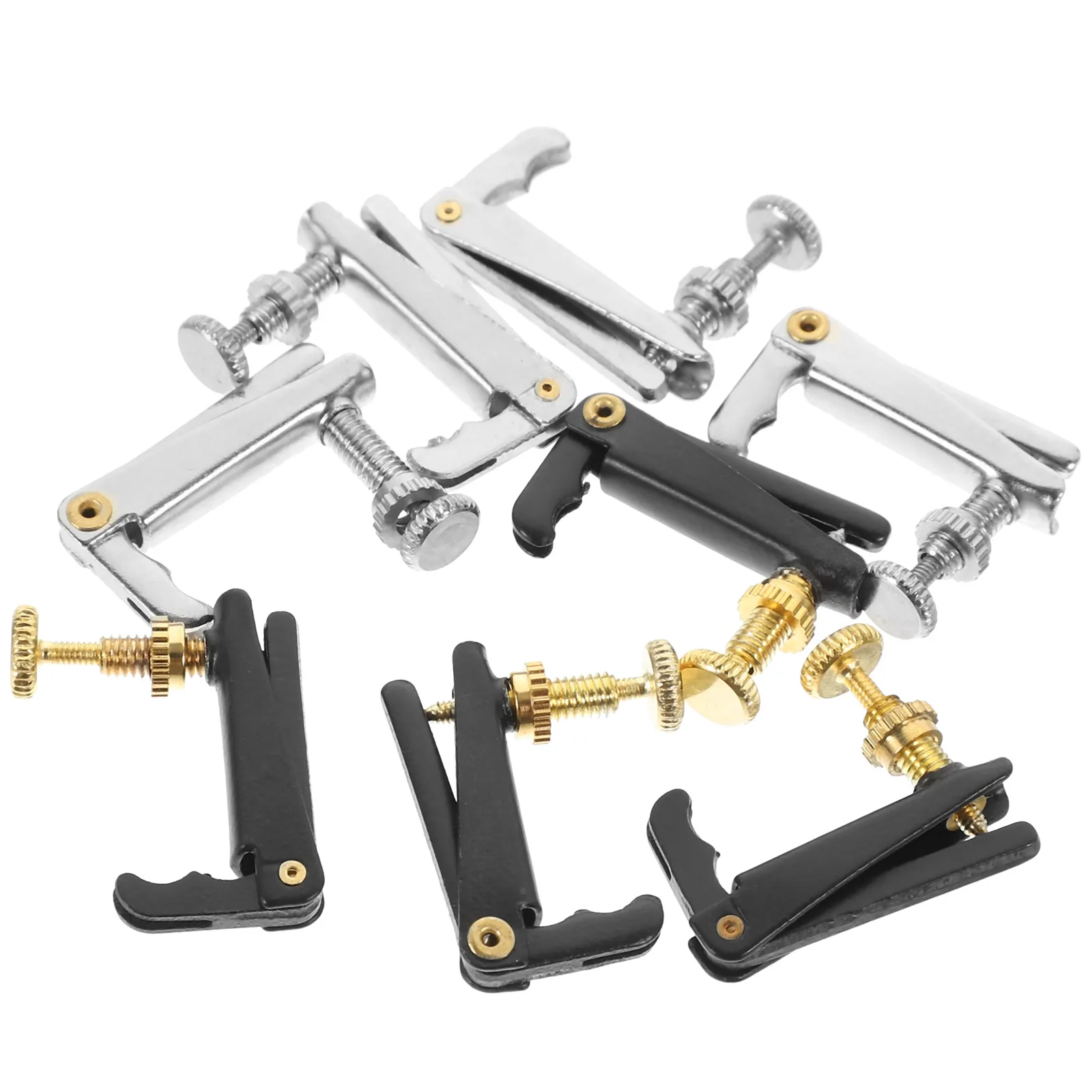 

8 Pcs Violin Fine Tuners Black Silver 3/4-4/4 Size Metal Keys Accessories Precision Tone Adjustment Easy Installation Practical