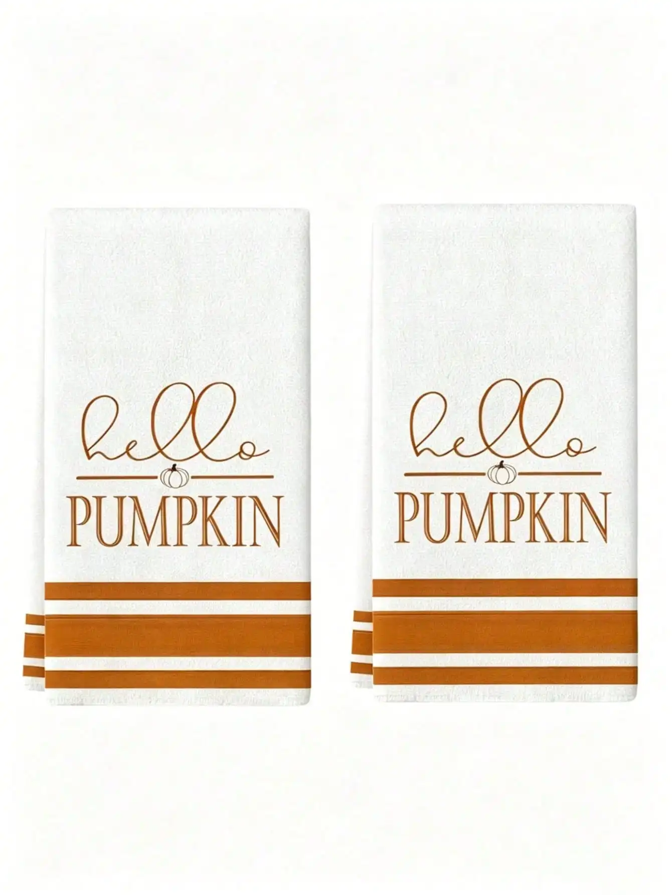 New Pumpkin Striped Kitchen Towel, Maple Leaf Text Dish Cloth, Kitchen Cleaning Towel, Bathroom Hand Towel