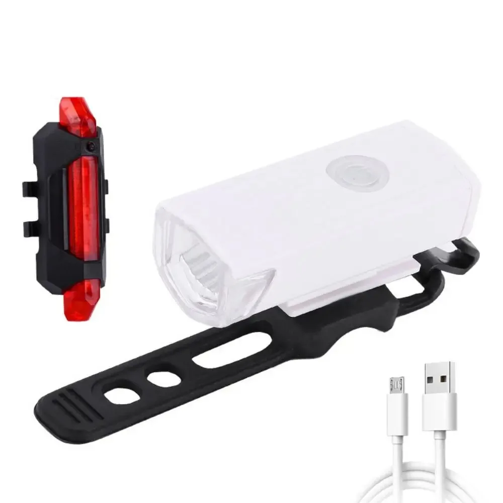 USB Rechargeable Bike Light Set Waterproof Front Light with Taillight Night Lights Easy To Install 3 Modes Outdoor Riding Lights