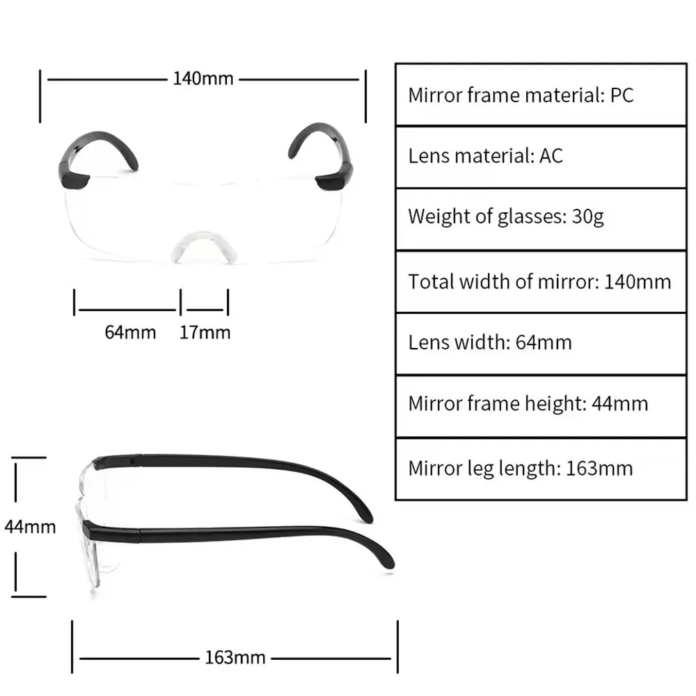 Reading glasses with professional 250-degree magnification, portable magnifying loupe with 160% magnification included as a gift image 3