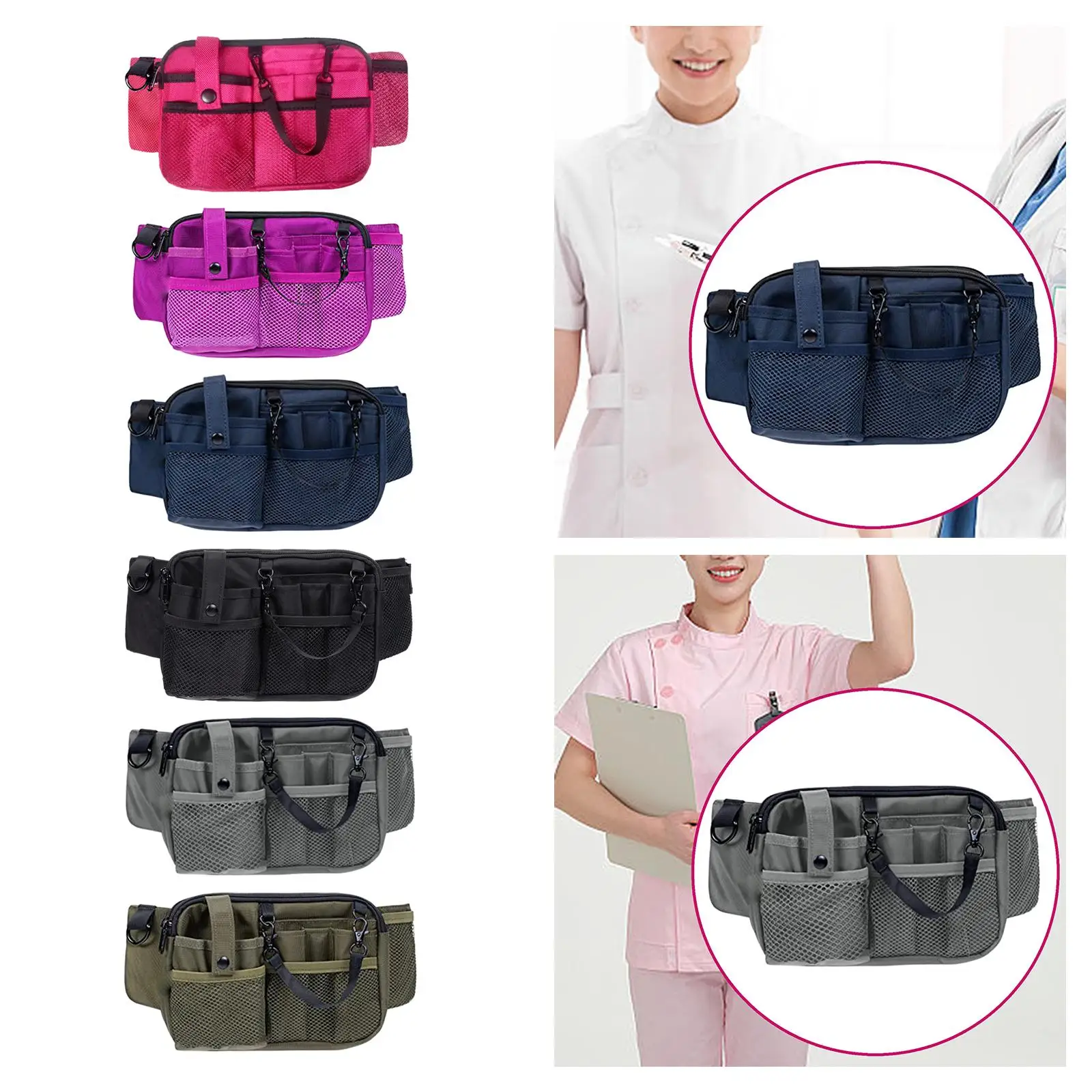 

Nurse Pouch Waist Bag, Multi Compartment Nursing Bag Pocket Belt Organizer for Scissors Bandages Supplies