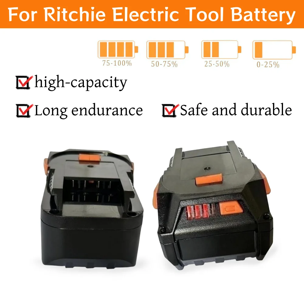 New 18V 8000mAh Rechargeable Lithium-ion Battery Suitable for Ritchie 18V Power Tool Battery Replacement