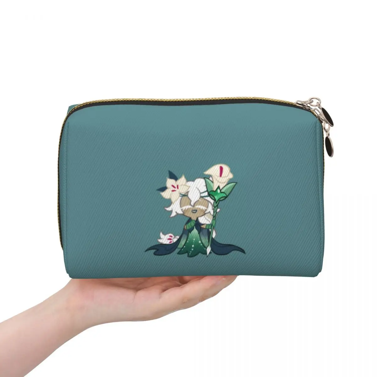 White Lily Cookie! Cookie Run Kingdom Long Women Cosmetic Bag Travel Makeup Organizer Pouch Toiletry Storage Dopp Kit Box