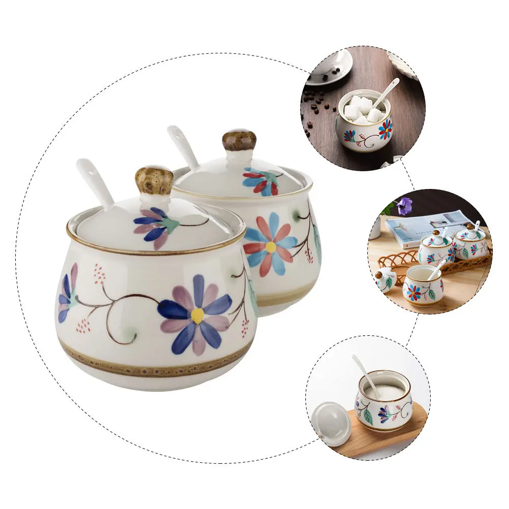 

1Set Ceramic Condiment Jar Set Exquisite Bright Color 330ml 300ml Multi-Functional Seasoning Container for Home Restaurant