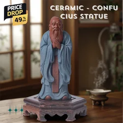 Ceramics Confucius Characters Statues- Ancient Chinese philosopher sculpture Home Room Office Study Decoration Accessories
