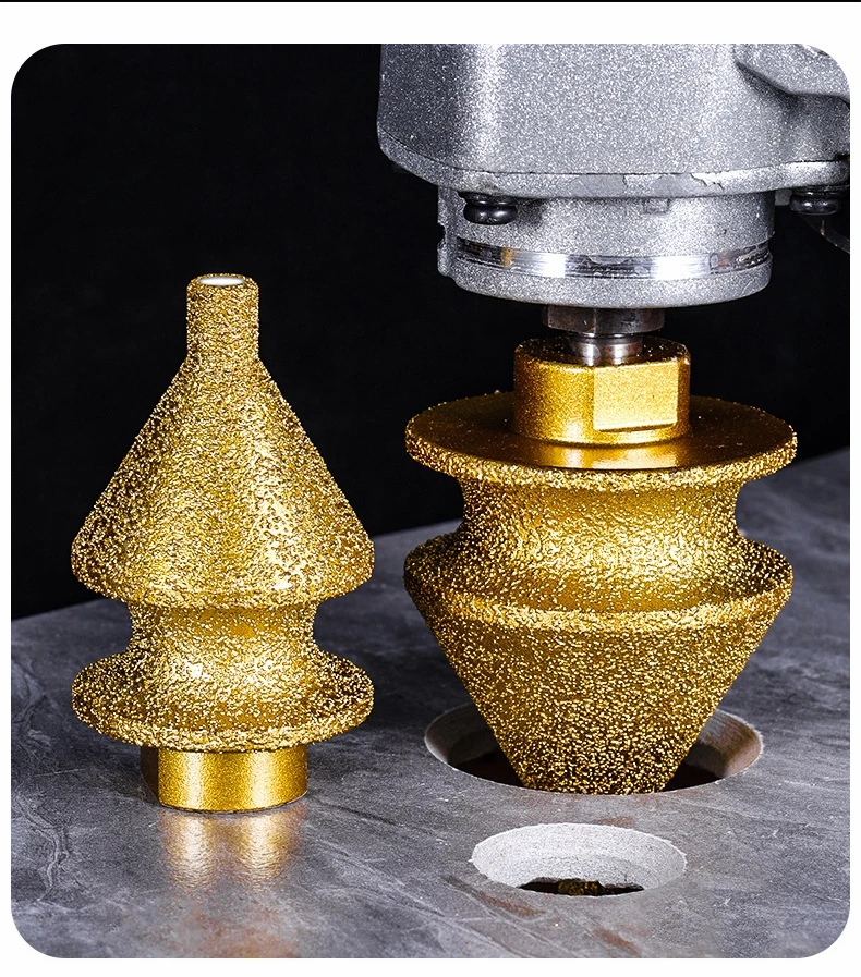 Gelöteter Pagodenbohrer M10 Diamant-Fasenfräser Turmbohrer für Fliesen, Steinplatten und Gestein – Integrierter Bohrer für Entgratungen – Diamantwerkzeuge – Detail 11