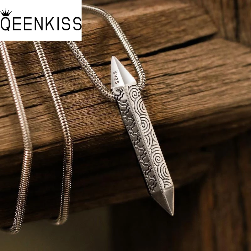 

QEENKISS 925 Sterling Silver Vintage Everything Well Necklace Pendant For Men Party Birthday Wedding Christmas Father Gift PT650