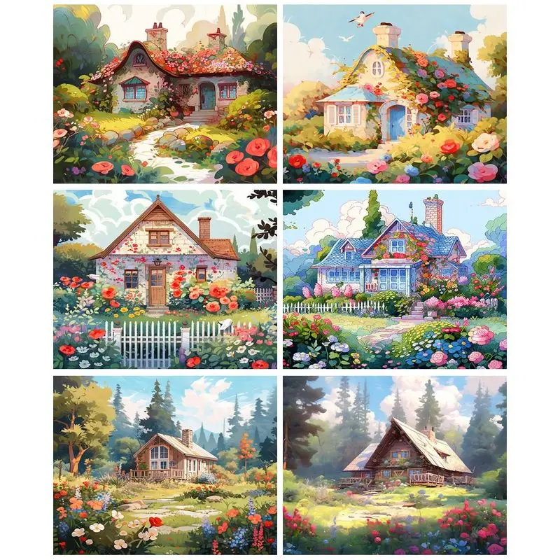 

GATYZTORY Modern Frame Beautiful Cottage Picture Diy Painting By Numbers For Adults Kits Acrylic Paint On Canvas Diy Crafts For