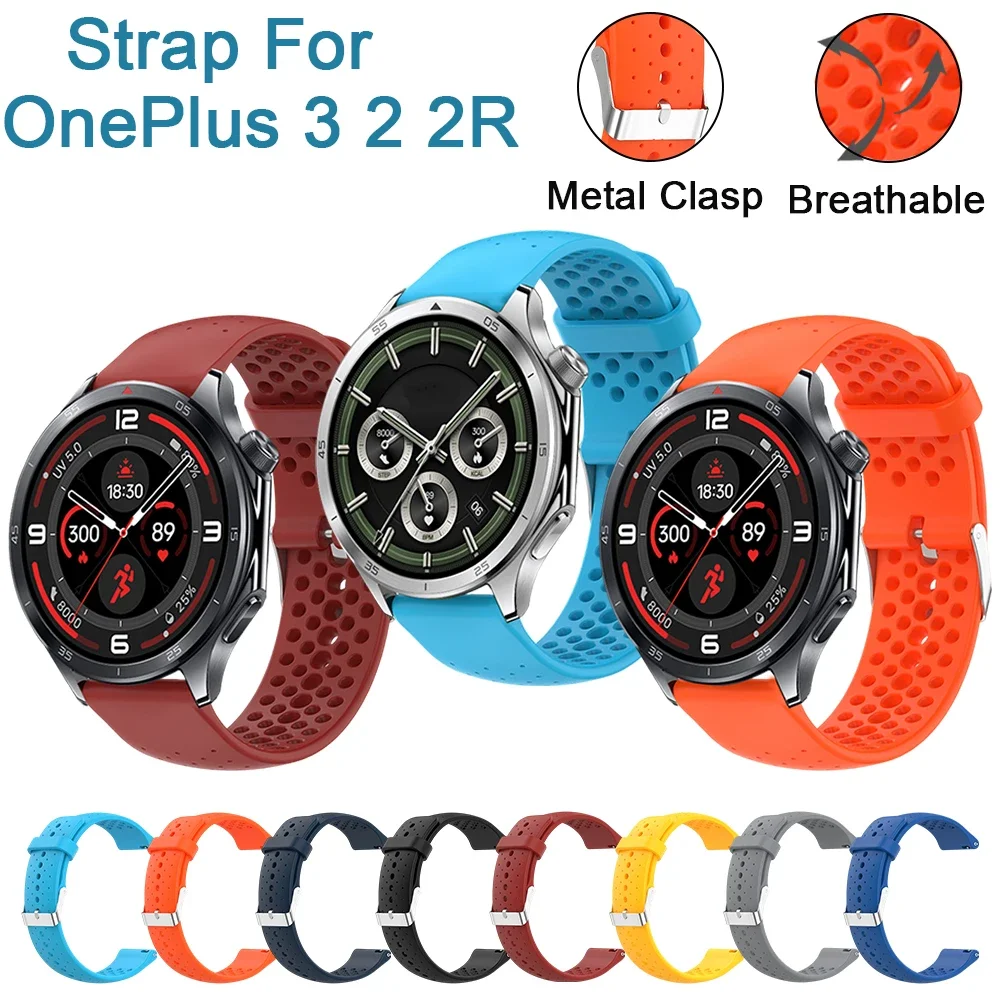 Pasek do zegarka 22 mm do OnePlus 3 2 2R Sport Oddychający z Otworami Męski Damski Klasyczny Bransoletka z Klamrą do Oneplus 2R 2 3 Pasek 22 mm