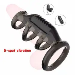 Anillo vibrador para el pene para hombre, manga para retrasar la eyaculación, Vibradores para el punto G, extensor de Agrandamiento del pene