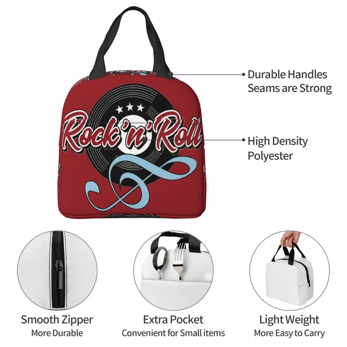 Sock Hop Party Insulated lunch bag Vintage Rockabilly Rock And Roll Women Kids Cooler Bag Thermal Portable Lunch Box Ice Pack