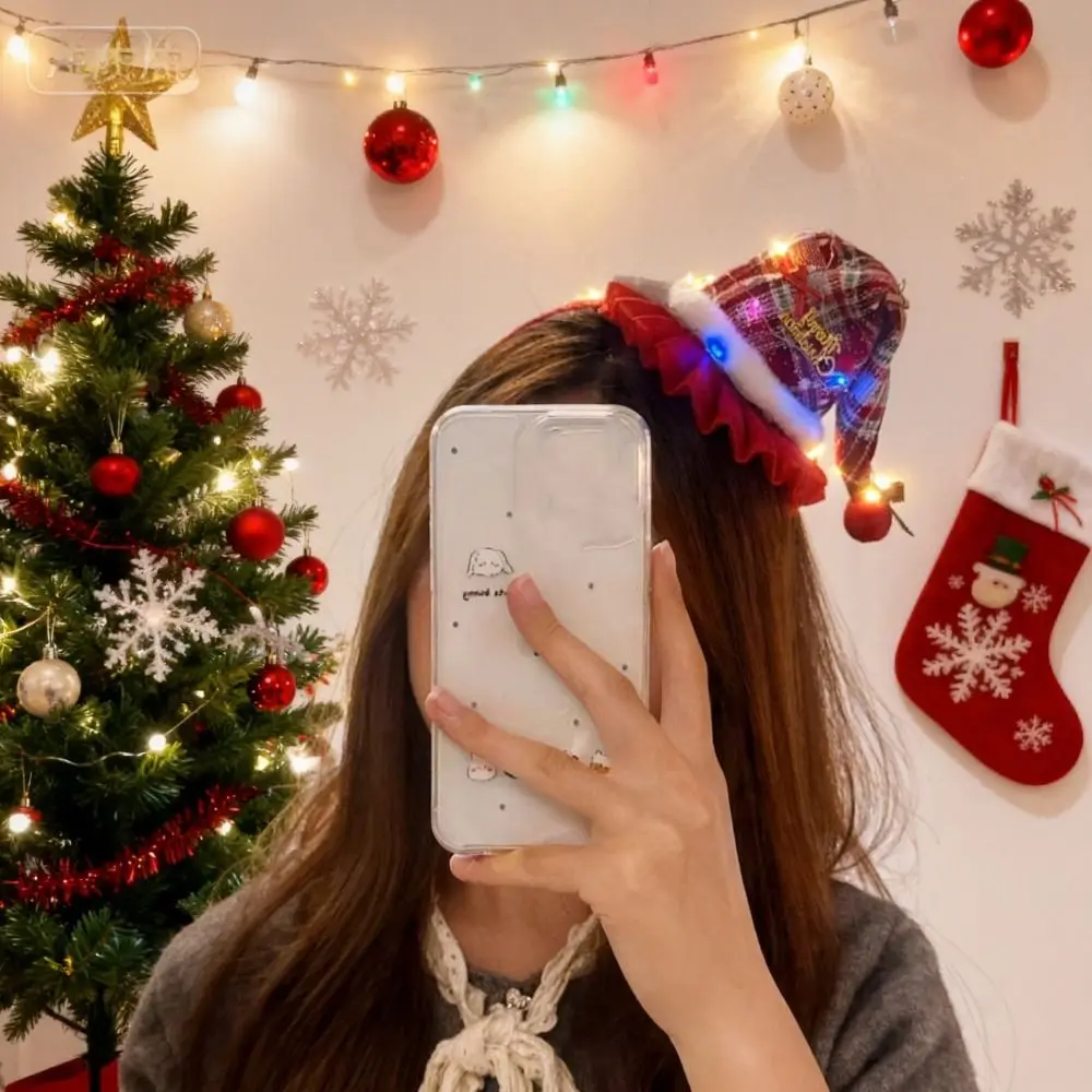 

Christmas Christmas Christmas Headband Glitter Christmas Hat Antlers Headband Bow Elk Hair Hoop Glowing Christmas Hairband