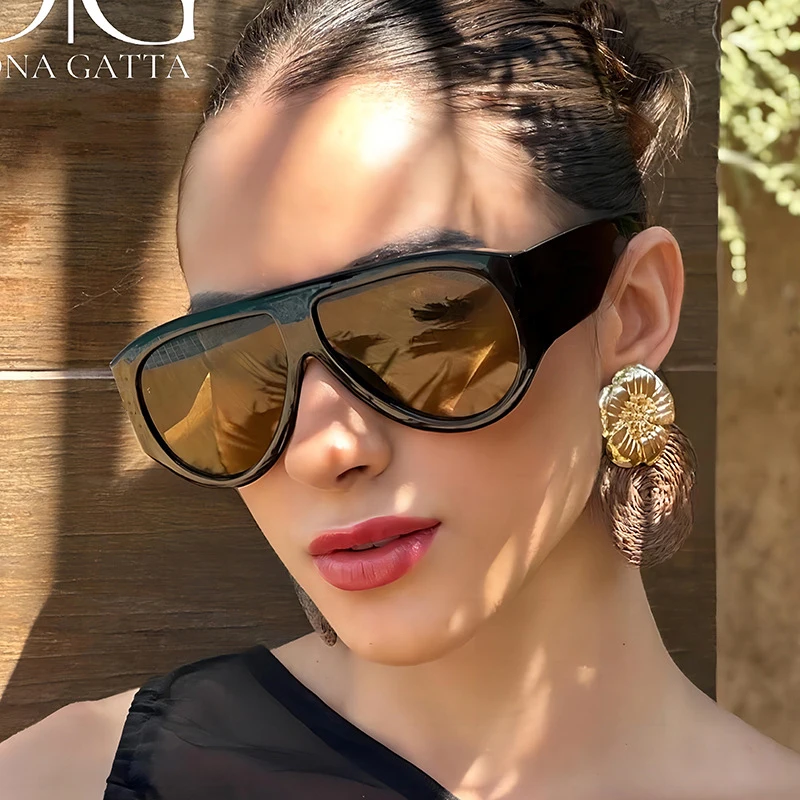 Luxury Oversized Pilot Men\'s Sunglasses Ins Popular Fashion Gradient Rivets Decoration Sun Glasses For Man Vintage Retro Shades