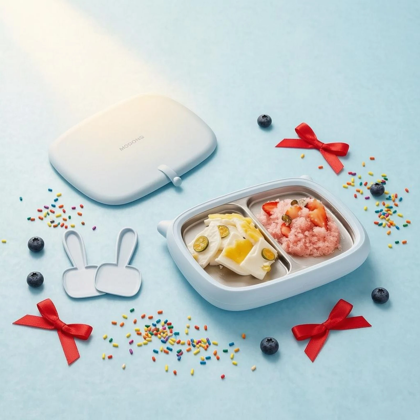 Two-Compartment Dessert Tray Thickened Ice Cream Maker Tray Chilled Dessert Maker Lidded Kitchenware Compact