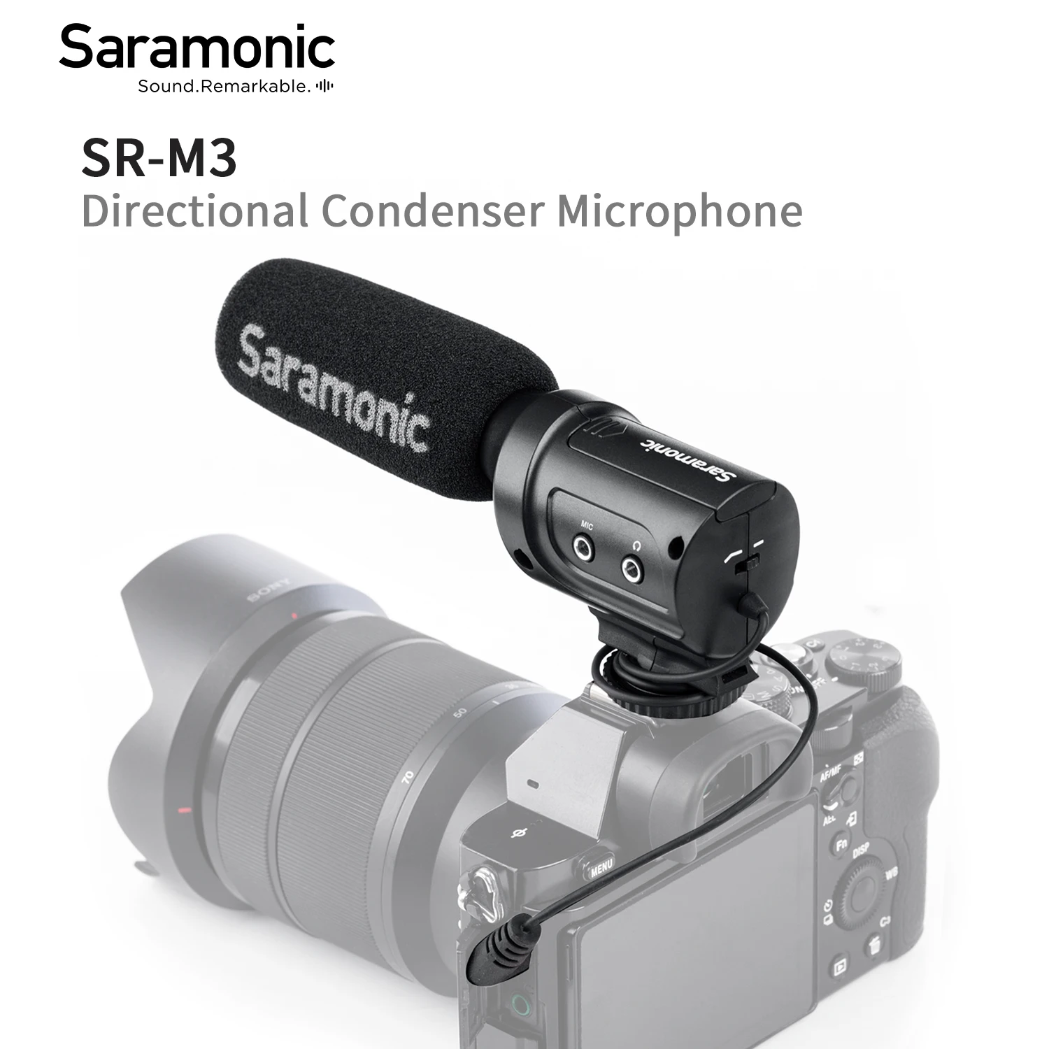 Saramonic SR-M3 Professional On-camera Shotgun Condenser Microphone for DSLR Cameras Camcorders Streaming Youtube Recording Vlog