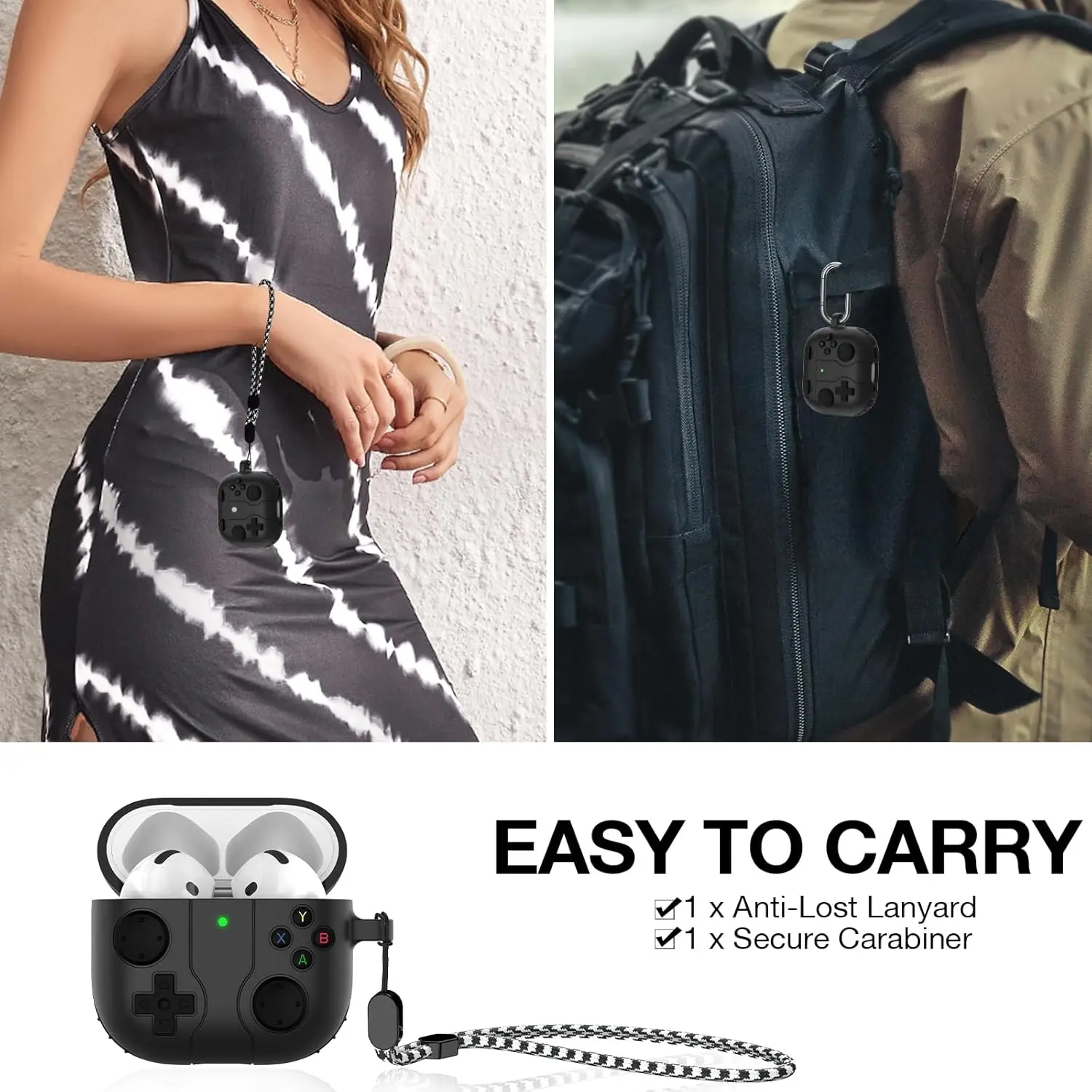 2024 Nowość dla AirPods 4 Etui Classic Handheld Game Console Protector Skin Cover z brelokiem i smyczą do AirPods 4 Case 2024