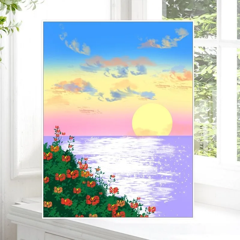 

A-0117 Large Sun and Moon Canvas Art - Modern Acrylic Painting - Living Room Decor