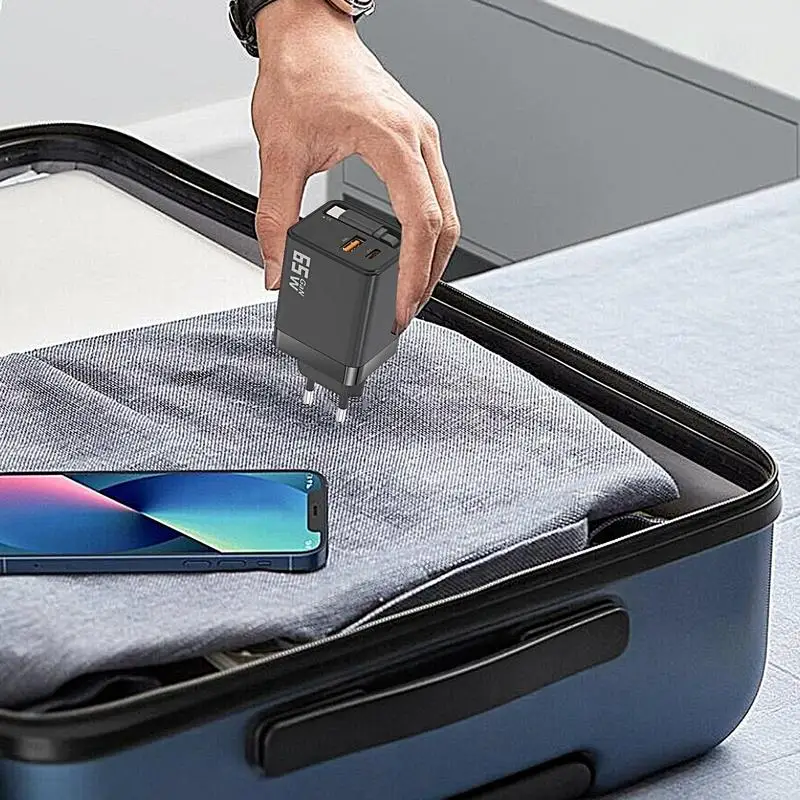 Retractable USB Charger 65w Retractable Charging Cable Multiport Block Plug Station Portable For Car Driver Electronics Desktop