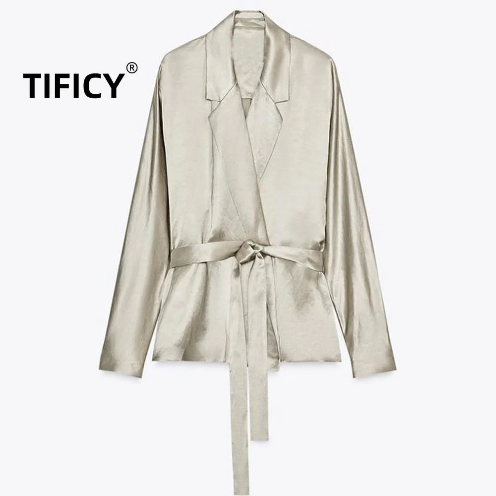 

High Street 2pcs Set Autumn Women's Flip Collar Belt with A Hanging Feel and Elegant and Fashionable Tie Blazers Tops and Pant