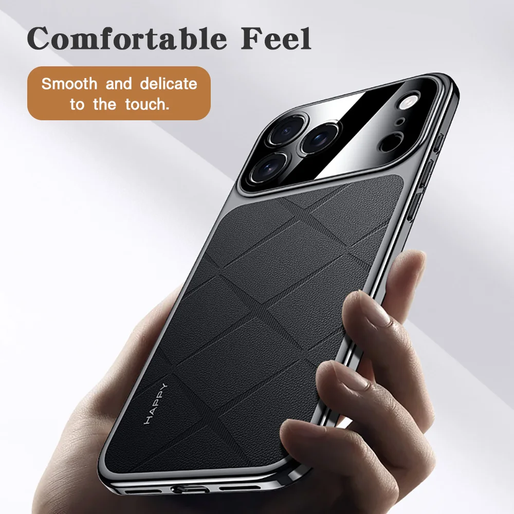 Frame Leather Plating For iPhone 17 Pro Max 17 Pro 17 16 13 15 14 Air Luxury Case Camera Protect Shockproof Bumper Cover Phone - view 3