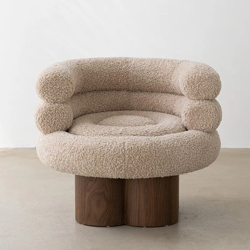 

Modern Design Solid Wood Frame Metal Base Soft Boucle Single Sofa Leisure Chair For Apartment Hotel