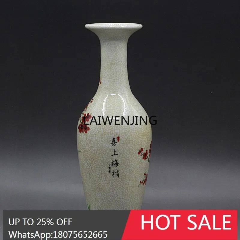 Jingdezhen antique ceramic vase happy eyebrows willow leaf vase old goods collection home ornaments
