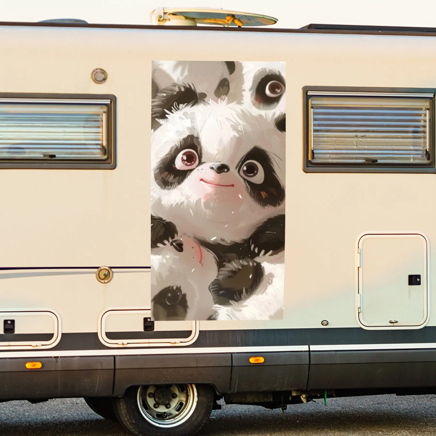 

Виниловая наклейка с милой пандой для двери автомобиля на колесах, водонепроницаемые самоклеящиеся виниловые наклейки, защитная декоративная наклейка для автомобилей
