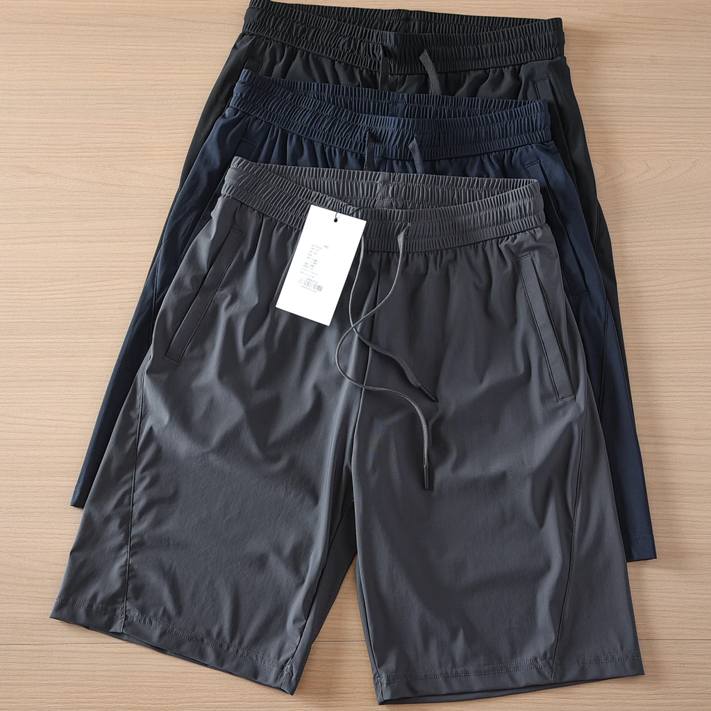 

2025 Summer New American Retro Elastic Waist Quick-dry Cargo Shorts Men's Straight Loose Fashion Casual Five Quarter Pants