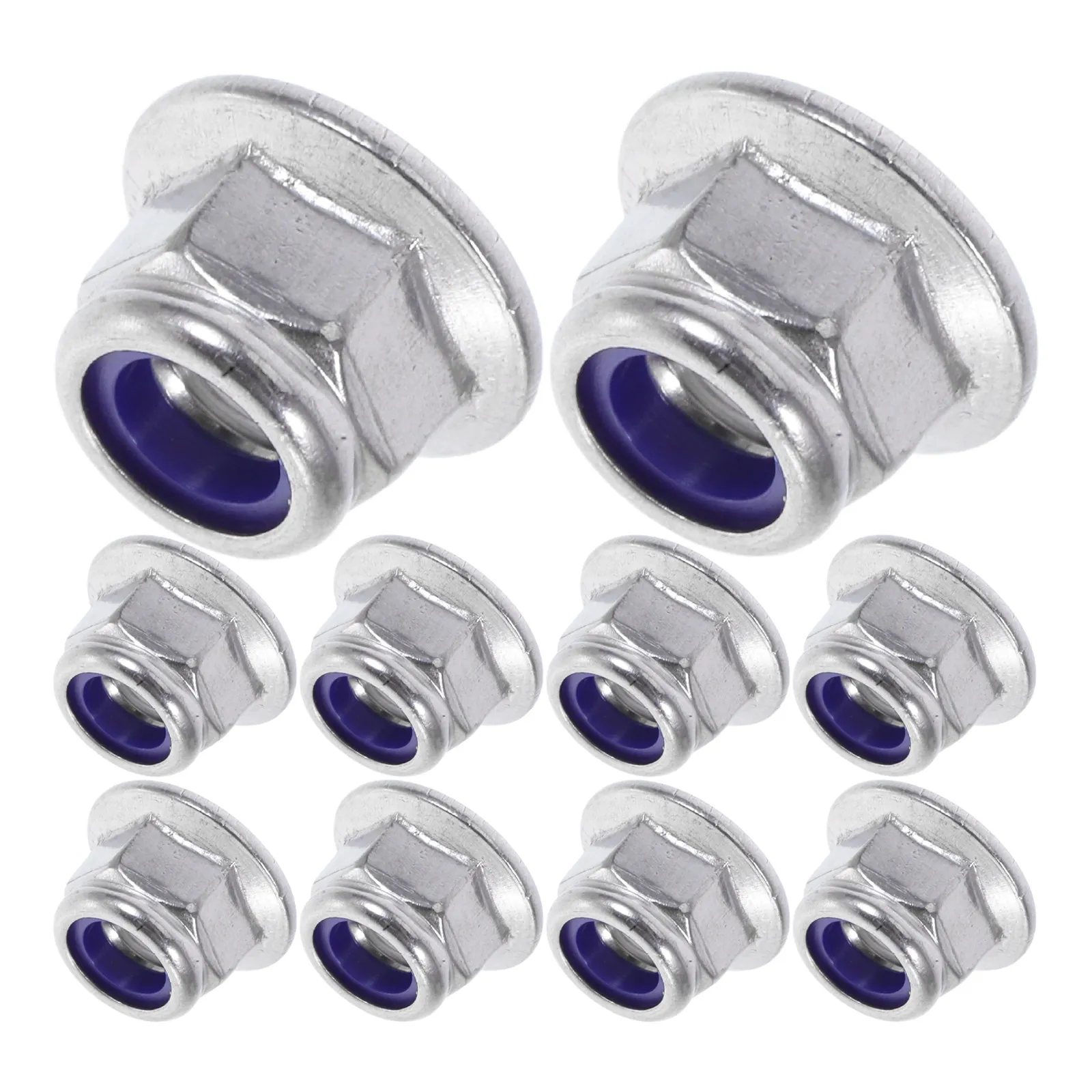 50Pcs Stainless Steel Flange Nuts with Nylon Insert Self Locking Hex Nuts for Vibration Resistance in Automotive Industrial