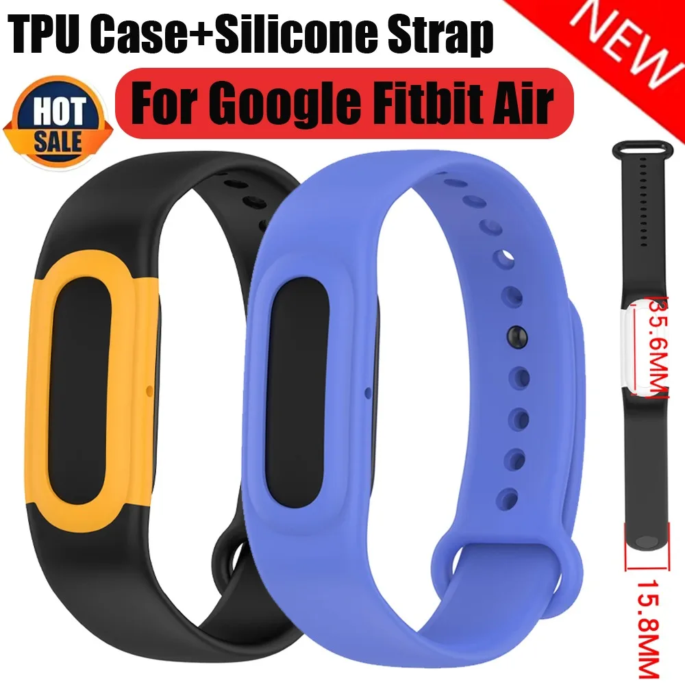 TPU Case+Soft Silicone Strap for Google Fitbit Air Comfortable Breathable Wristband Integrated Accessories for Google Fitbit Air