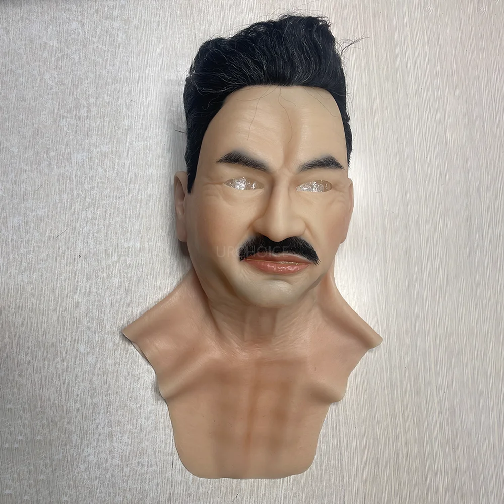 

Легкая силиконовая маска Quick-Fit с реалистичной мужской бородой и волосами для Хэллоуина, кроссдрессеров, аксессуар для грудных протезов