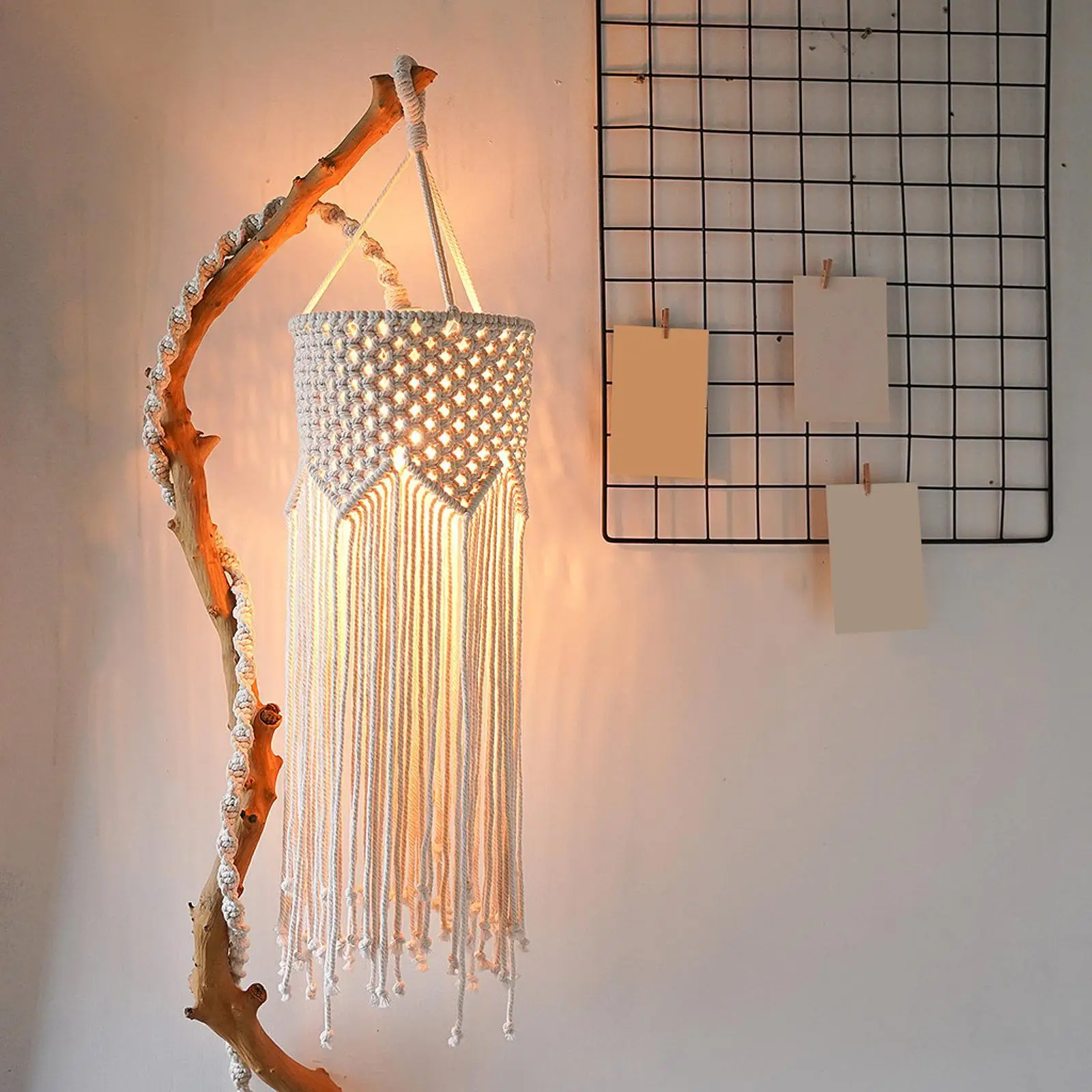 Kap lampu Bohemian, kap lampu tenun Macrame untuk ruang tamu kamar mandi asrama