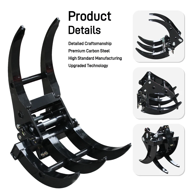 1-Ton Mini Excavator Compatible Metal Grapple Grabber for Small Excavators, with 42.25-Inch Maximum Opening Distance