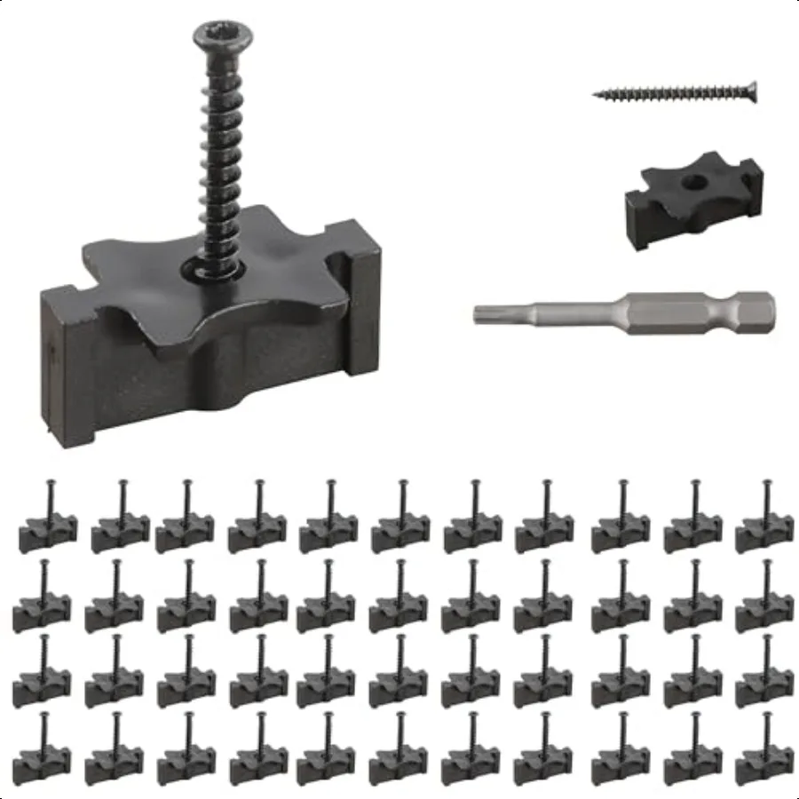 

600PCS Hidden Deck Fasteners for Composite Decking Boards Plastic Hidden Fasteners with Stainl Steel Screws Drill Bits Universa