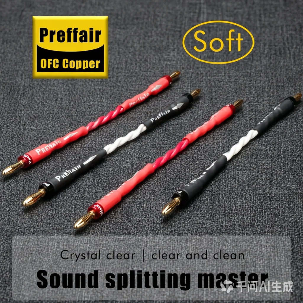 Preffair 2S11F Jumper Cables OCC Copper Speaker Bridge Wiring with Banana/Y Spades Connectors for Speaker/AMP---15/20CM,4Pcs