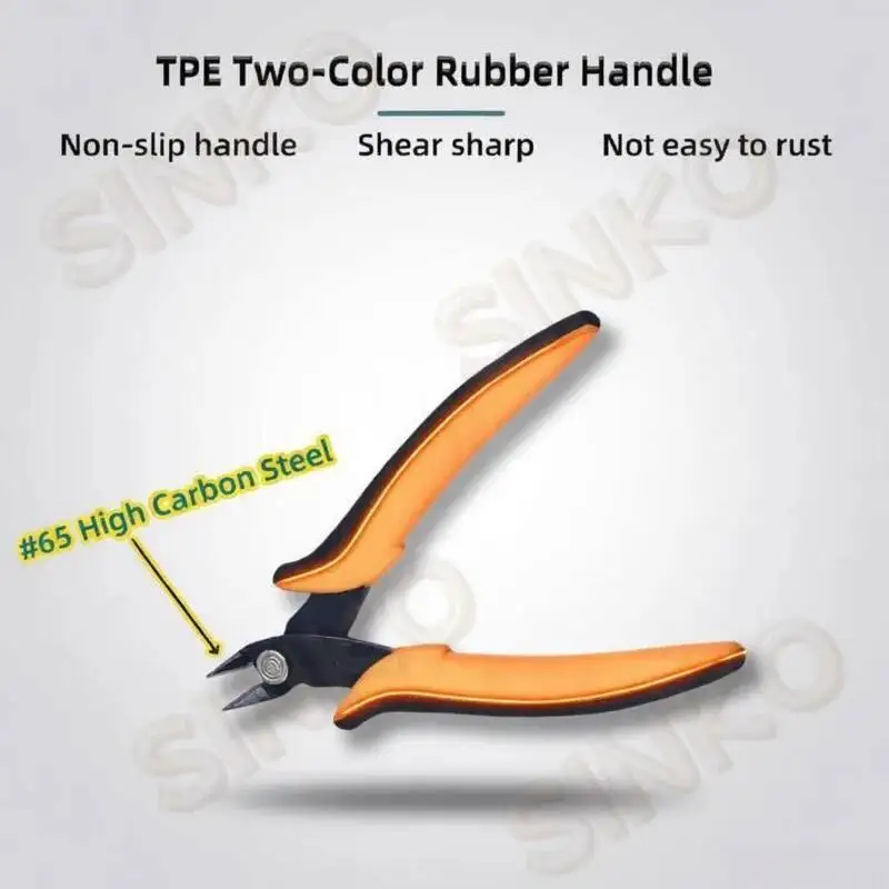 1pcs TPE Rubber Handle Scissors 65 High Carbon Steel Blade Ultra Sharp Non Slip Comfort Grip for Electronic Craft Cutting Fabric
