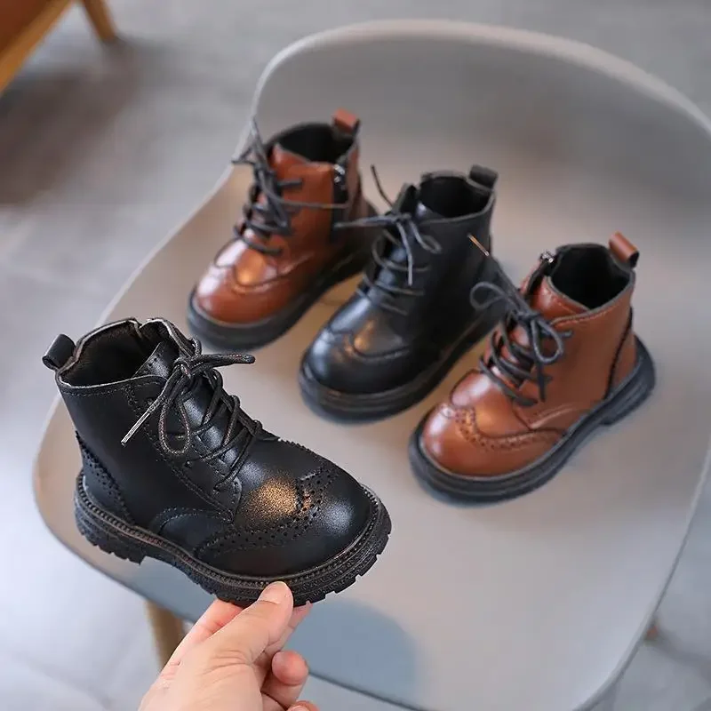 Botas Para Niñas 2024 Boy Casual Leather Boots Winter Shoe for Girl Baby Boys Shoe Kids Shoe for Boy Platform Boot Ankle Boot