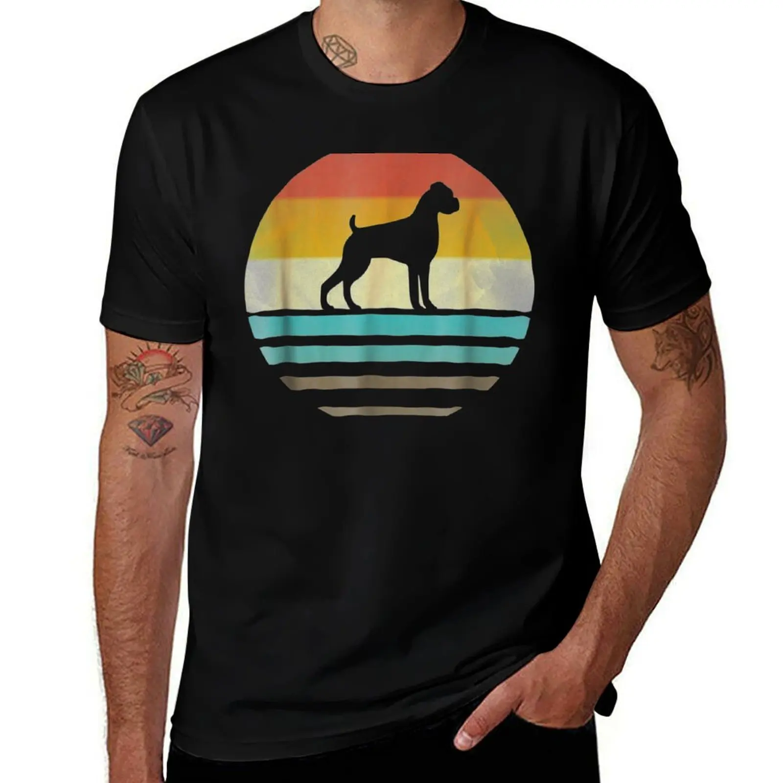 

Boxer Dog Shirt Retro Vintage 70S Silhouette Breed Gift T-Shirt funny t shirts dark humor T-Shirt