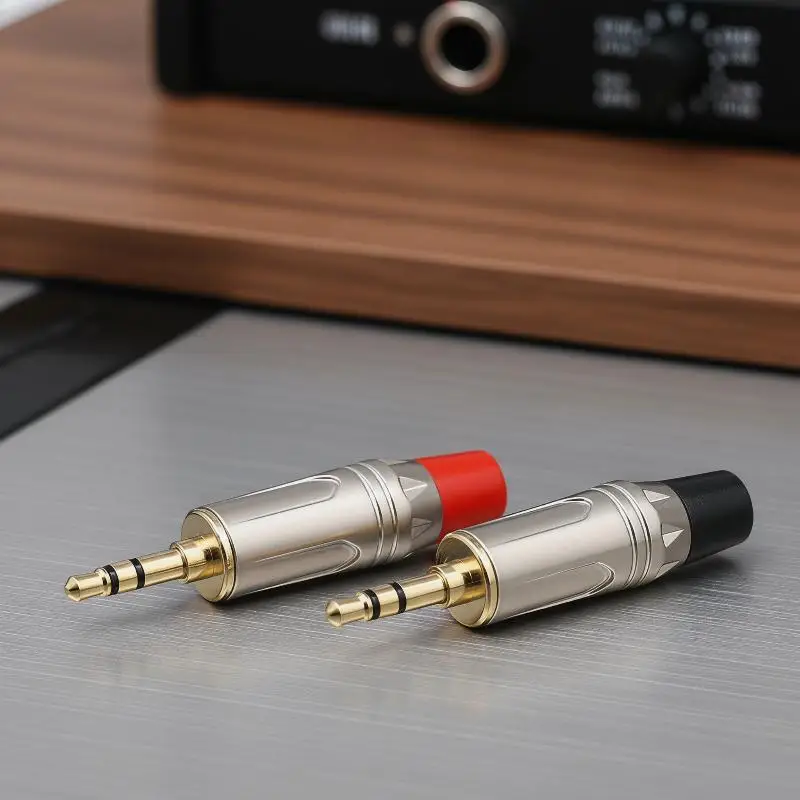 1Pcs DIY Wiring Plug Connector High End Gold-Plated 3.5mm Headphone Jack Three Core Stereo Dual Channel Computer Audio Connector