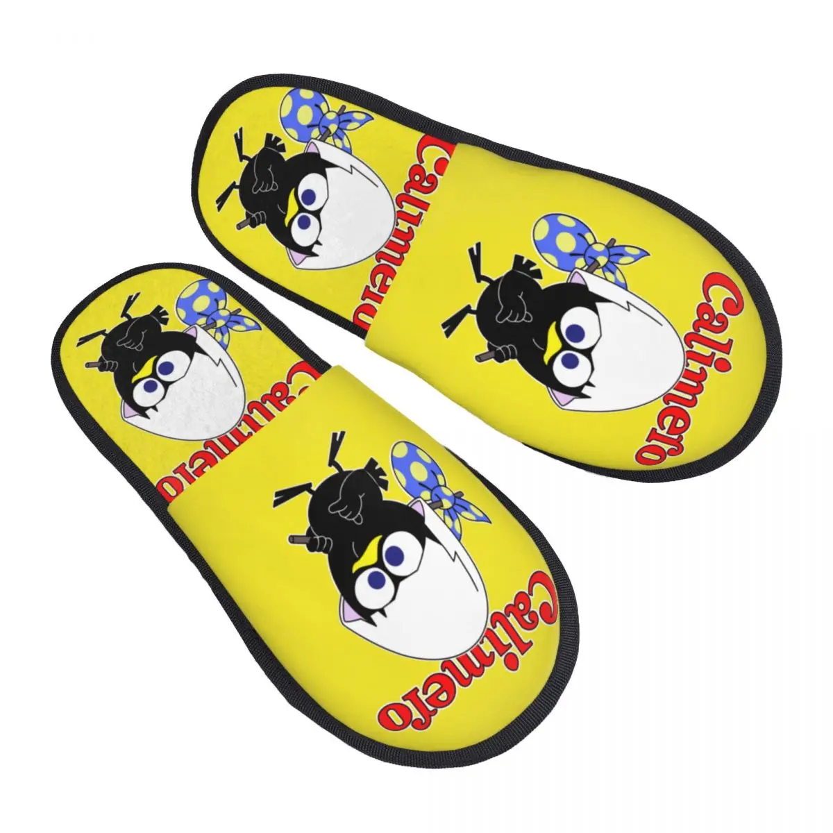 Calimero Anime Winter House Slippers Indoor Cartoon Soft Household Fur Slippers Slides Non-slip