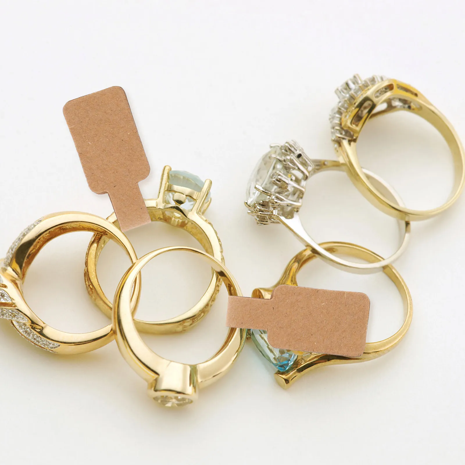 

500Pcs Adhesive Jewelry Price Tags Kraft Paper Writable Blank Labels for Ring Bracelet Earring Necklace Jewelry Supplies